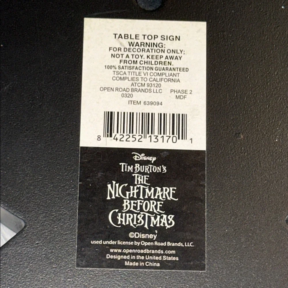 Disney Nightmare Before Christmas Oogie Boogie Let's Boogie Down Wood Table Sign